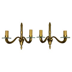 Pair of French Mid-Century Bronze Wall Sconces in the manner of Jean Perzel