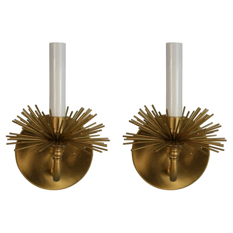 Pair of French Mid Century Brutalist Sconces For Sale