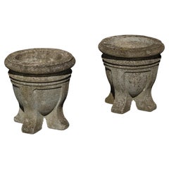 Pair of French Mid-Century Cast Stone Garden Urns / Jardinières, 1950s