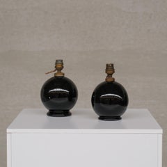 Pair of French Mid-Century Ceramic Petite Table Lamps