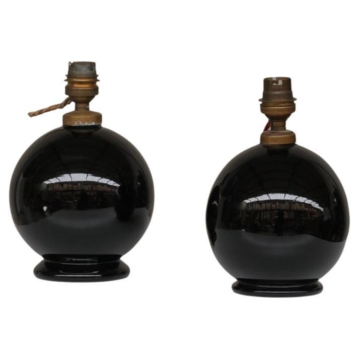 Pair of French Mid-Century Ceramic Petite Table Lamps