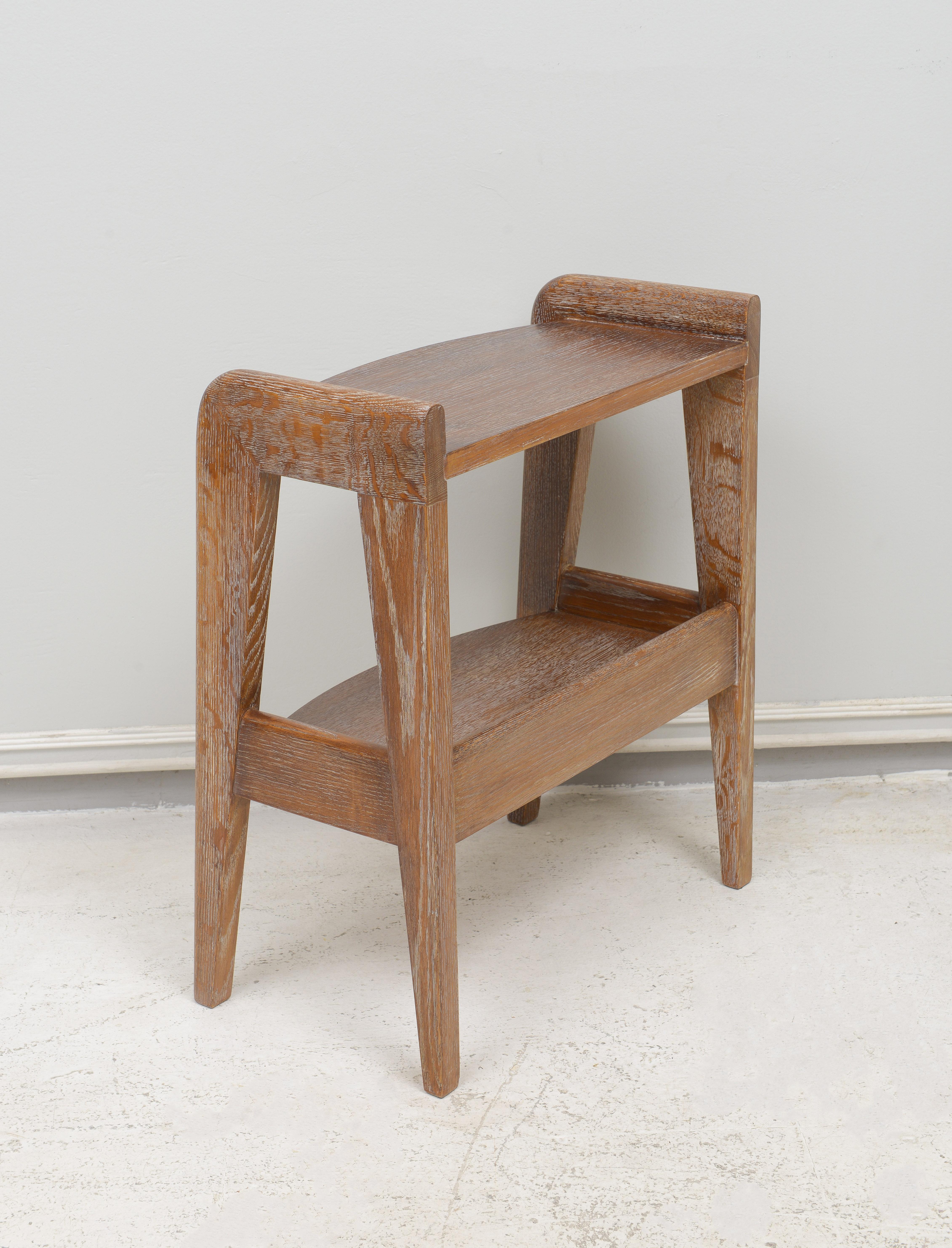 Mid-20th Century Pair of French Mid-Century Cerused Oak End Tables For Sale