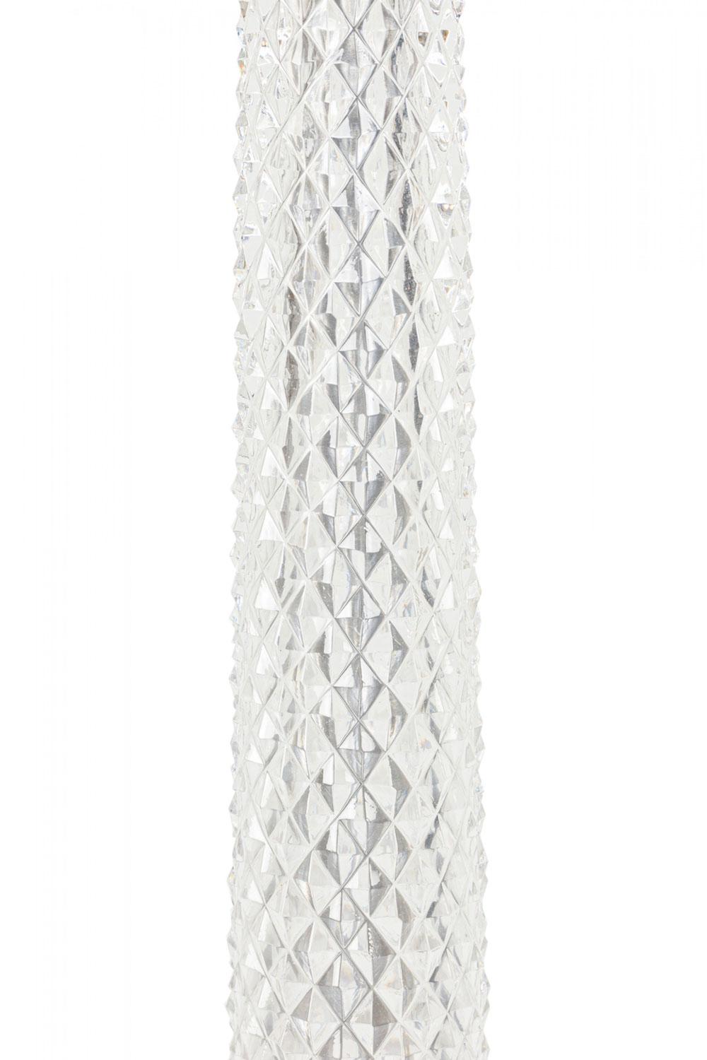 Paar französische Säulen-Tischlampen mit Diamantschliff aus der Mitte des Jahrhunderts im Angebot 1