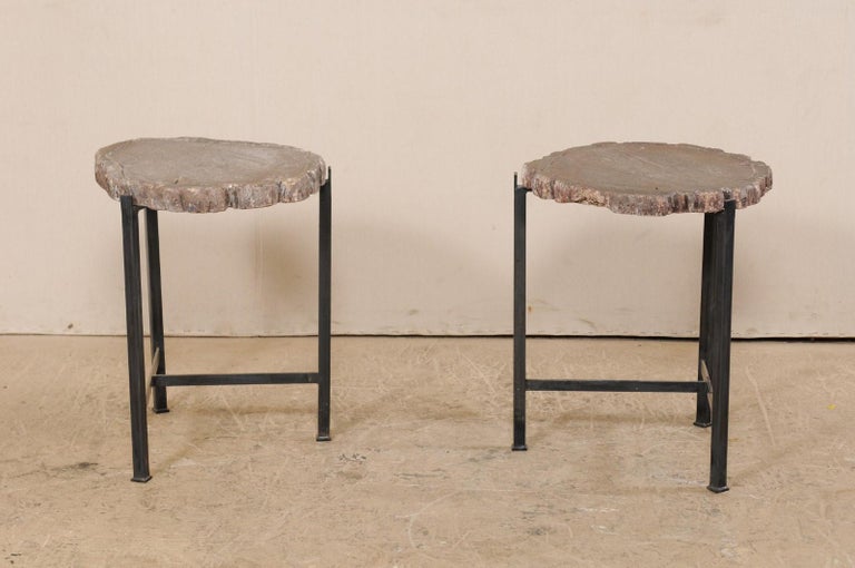 Pair Of French Midcentury Faux Bois Side Tables