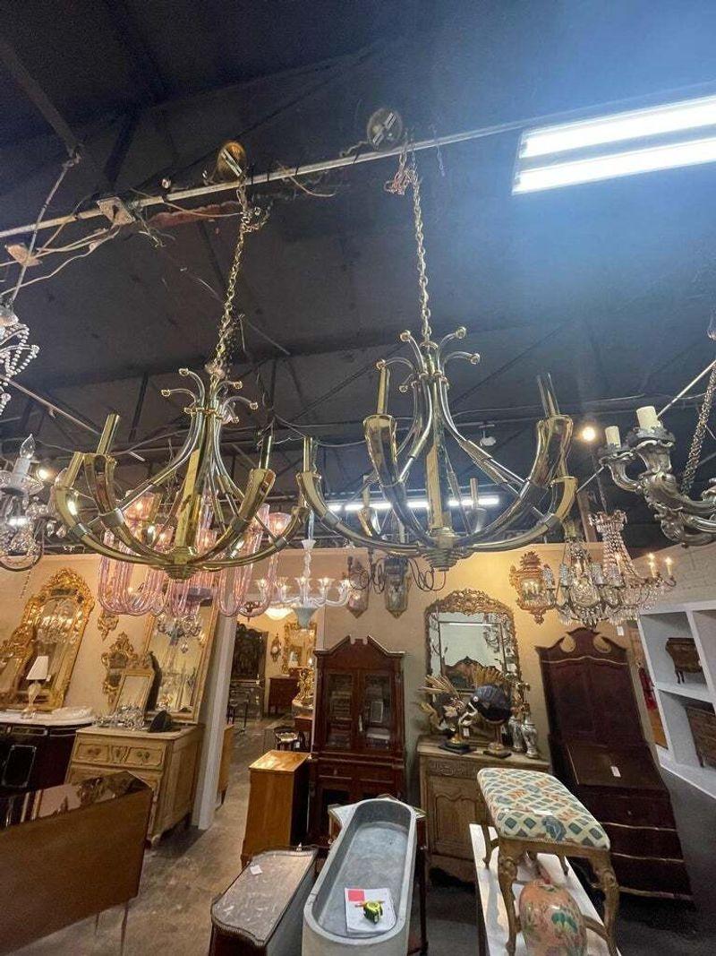 Metà XX secolo Coppia di lampadari francesi Jansen della metà del secolo scorso in vendita