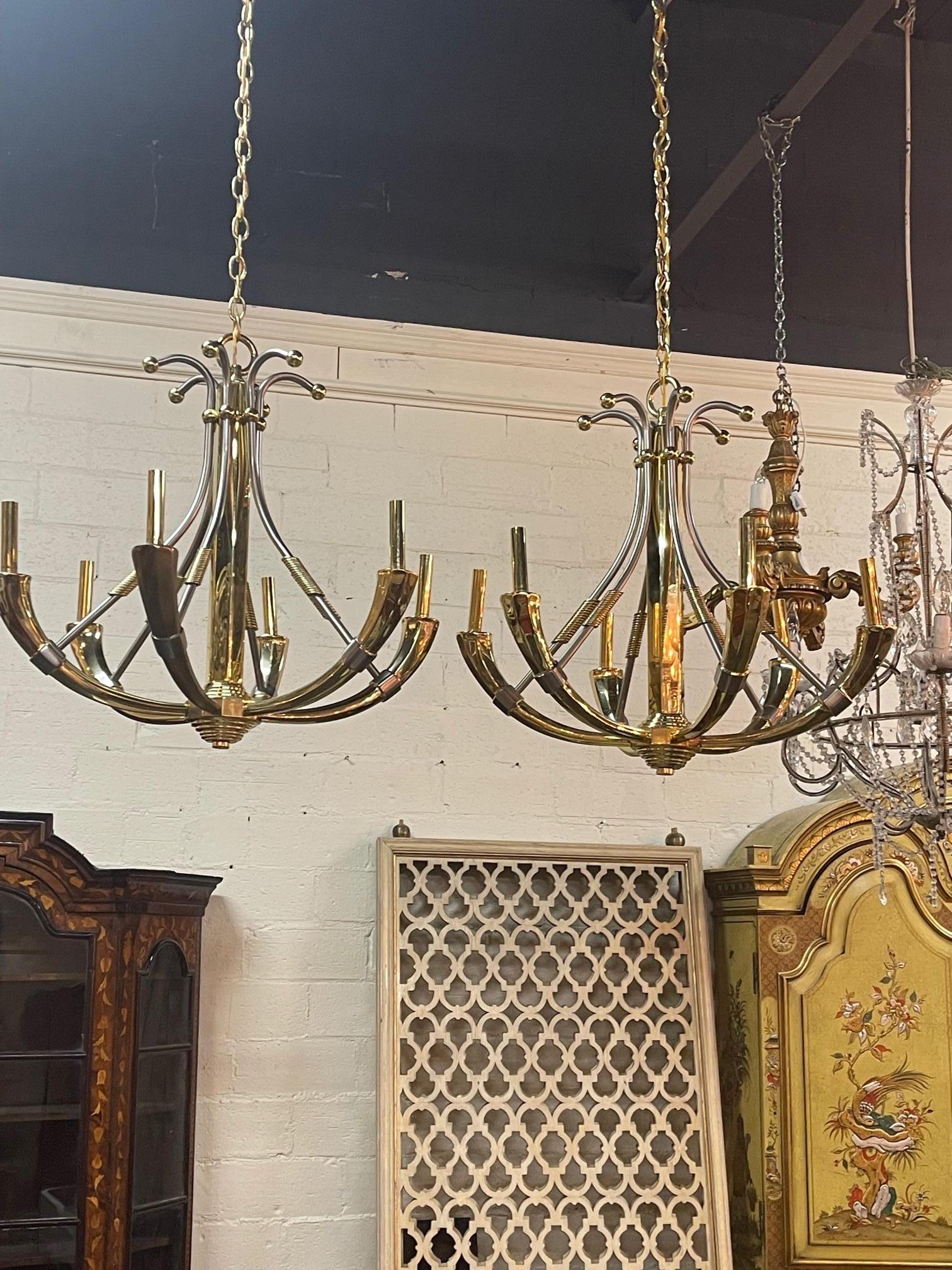 Pair of French Mid-Century Jansen Chandeliers For Sale 2