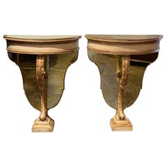 Pair of French Midcentury Jansen Style Mirrored Tables