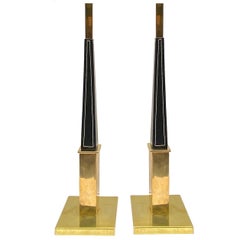 Pair of French Mid Century Leather Lamps