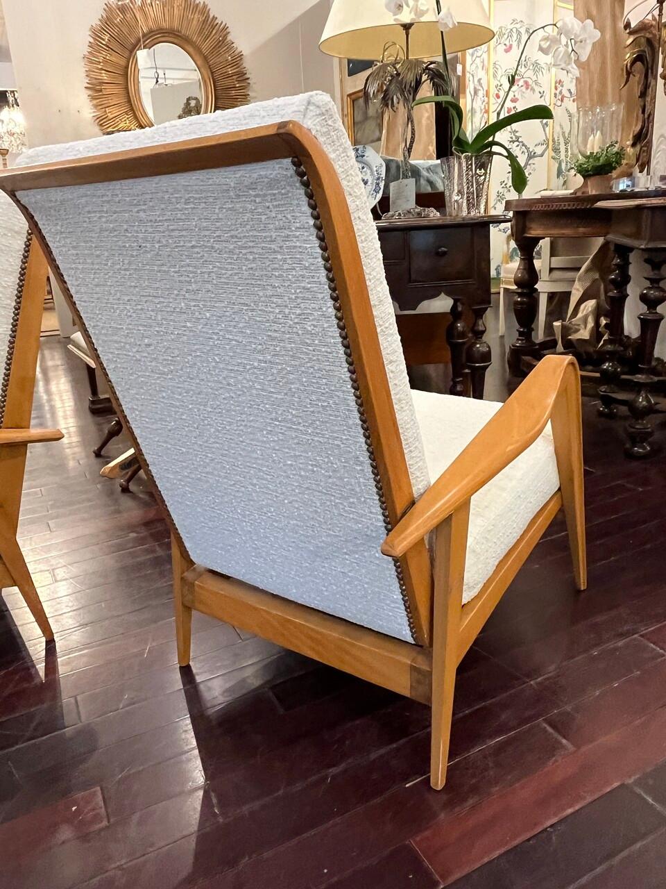 20ième siècle Paire de chaises longues françaises du milieu du siècle dernier en vente