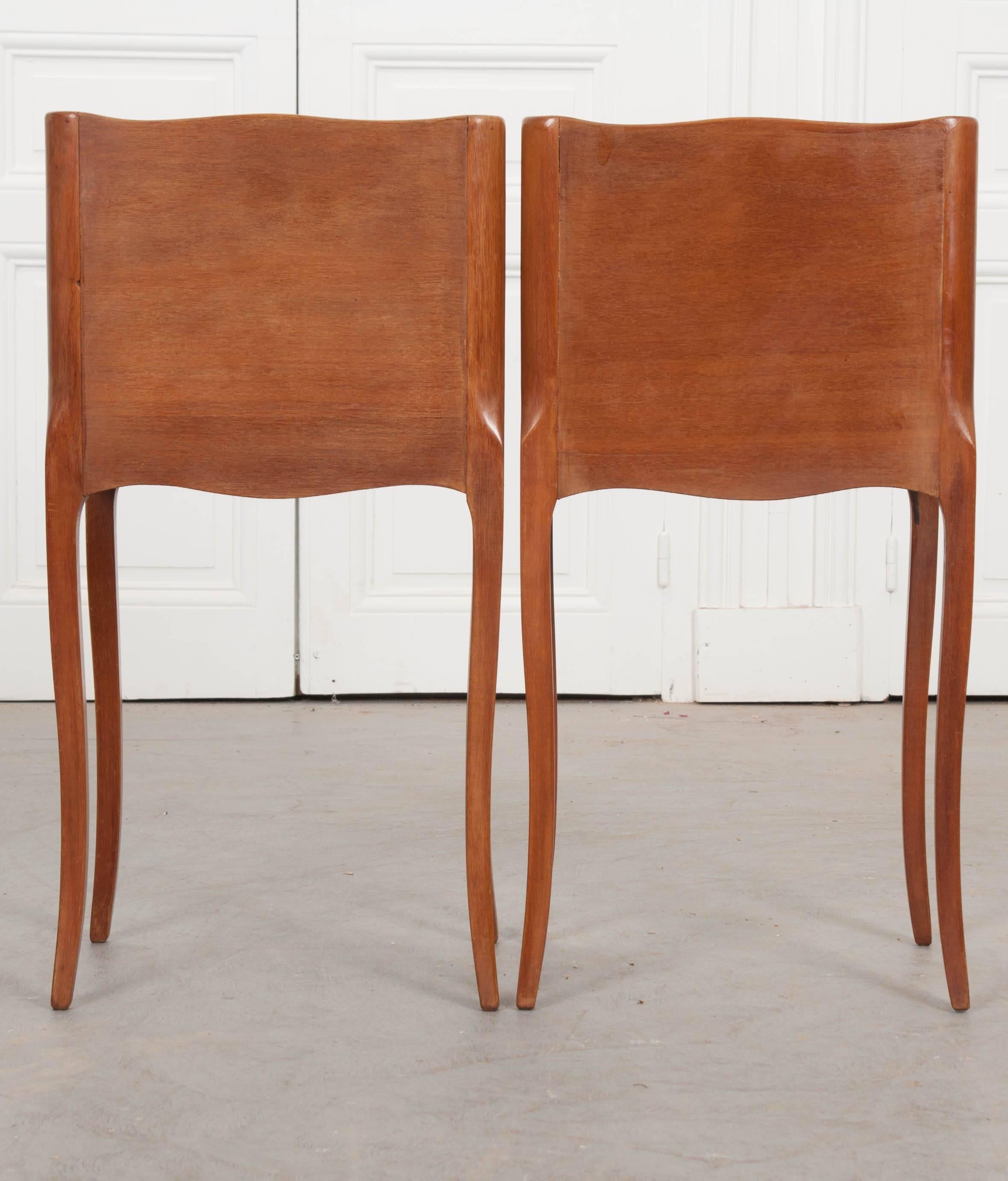 Pair of French Midcentury Marquetry Bedside Tables 6