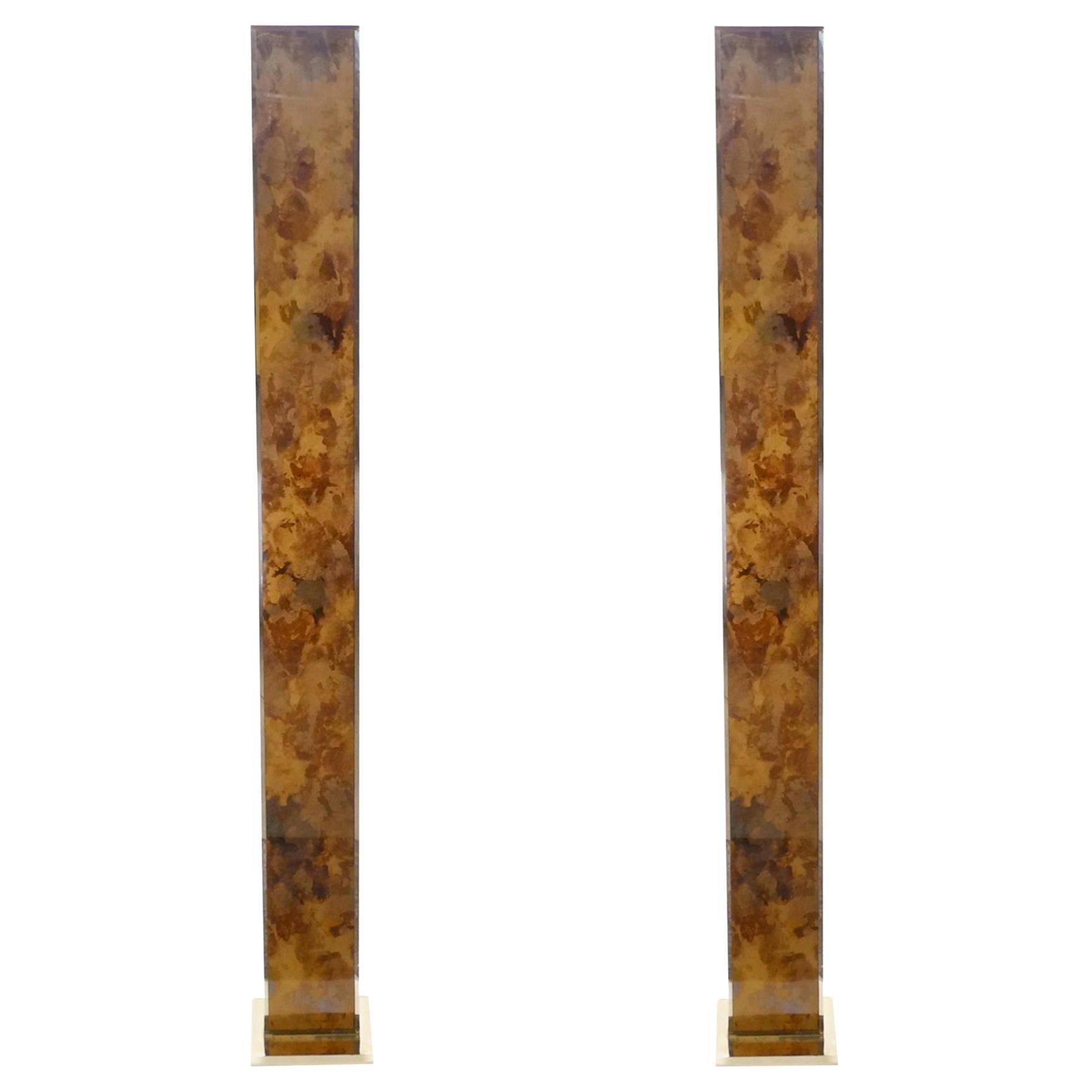 Pair of French Mid-Century Modern Brass Floor Lamps, 1970s