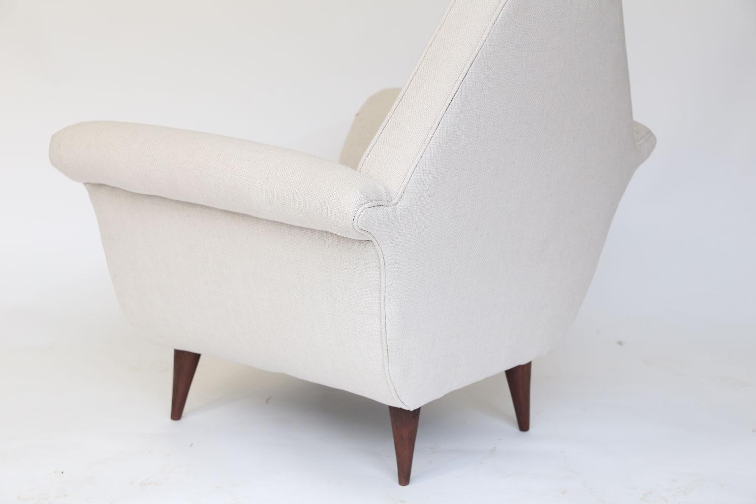 Fabric Pair of French Mid-Century Modern Chairs