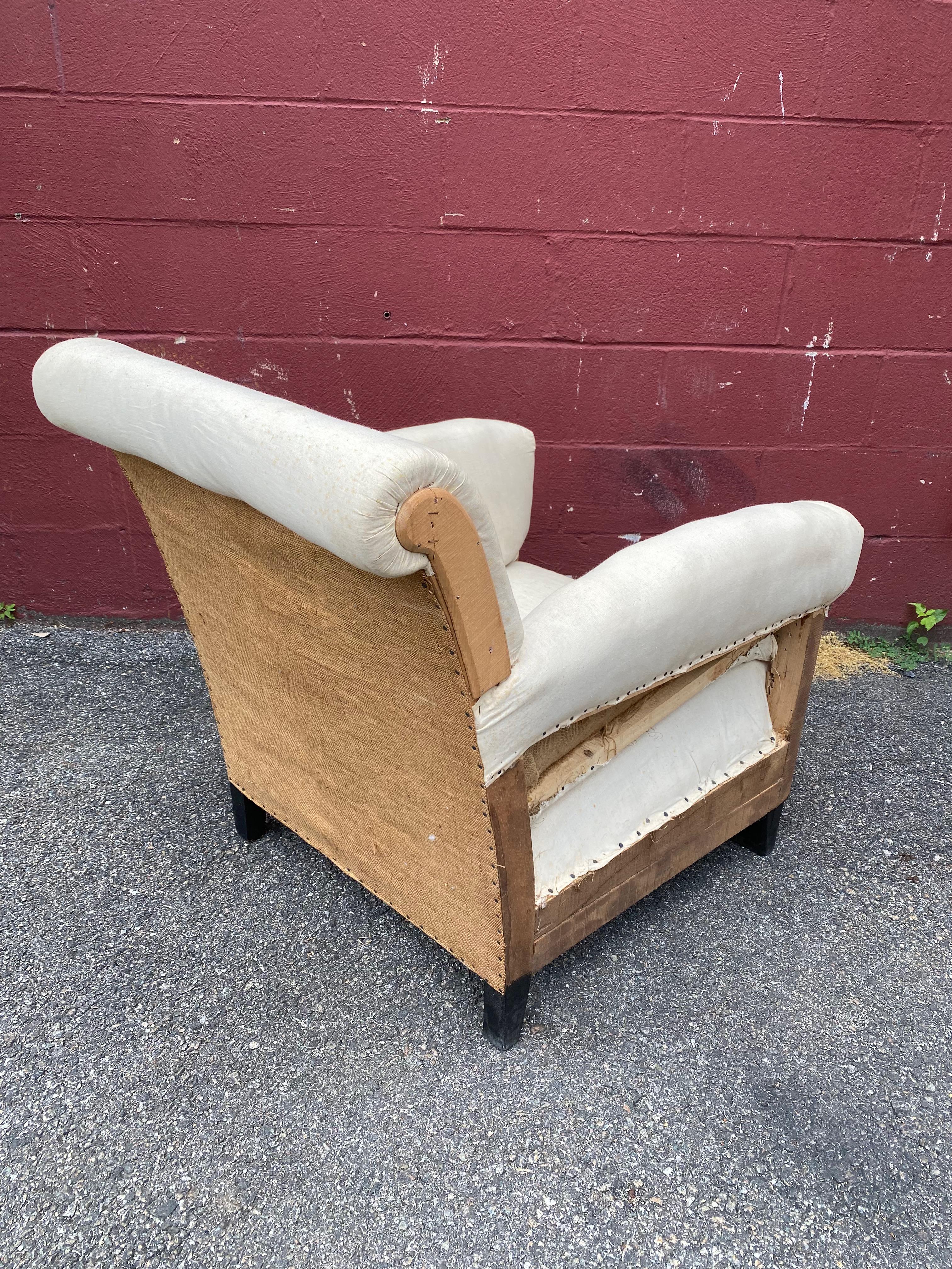 Pair of French Mid-Century Modern Club Chairs in Muslin For Sale 2