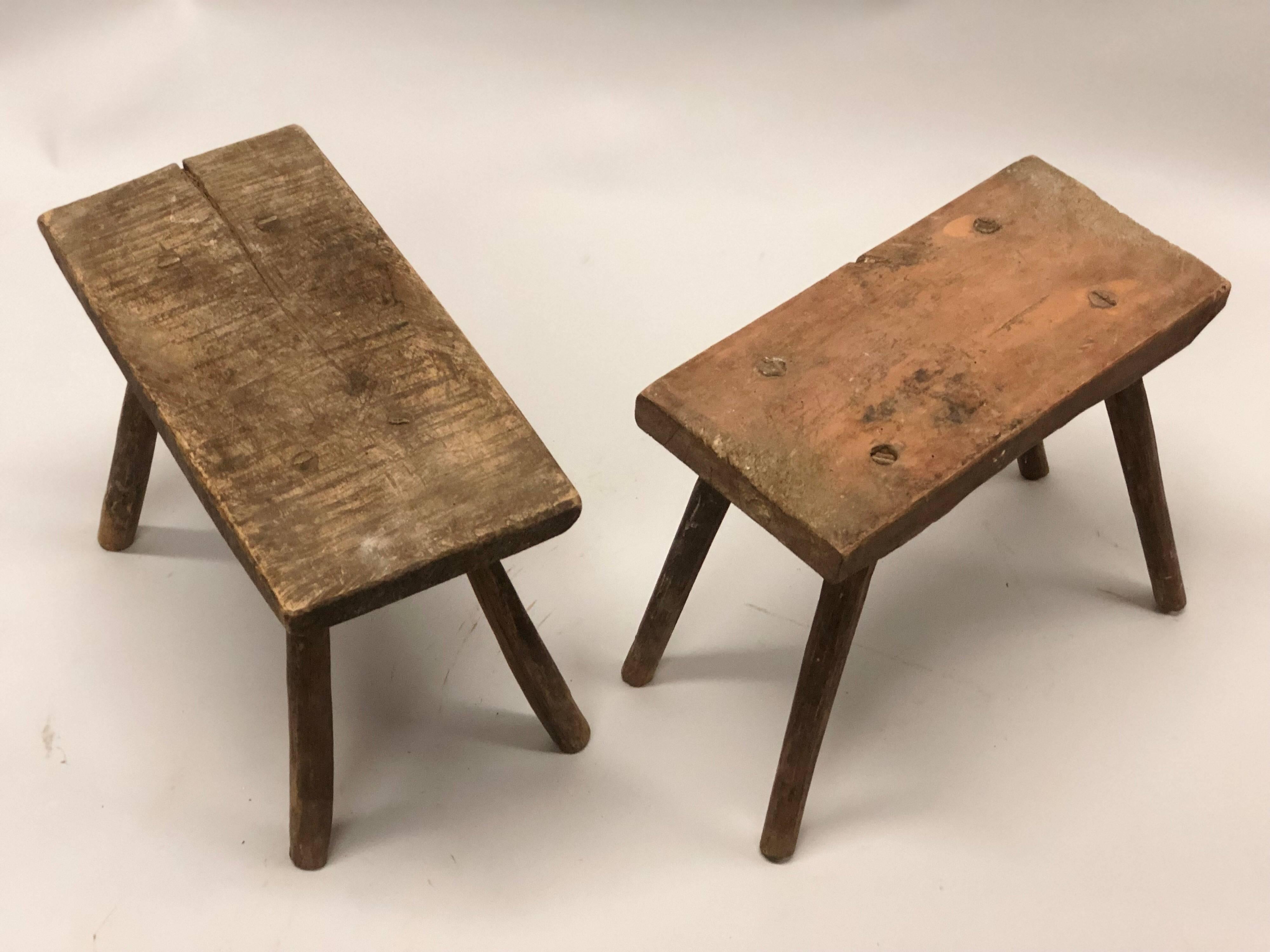 Pair of French Mid-Century Modern Craftsman or Brutalist Wood Benches In Good Condition In New York, NY