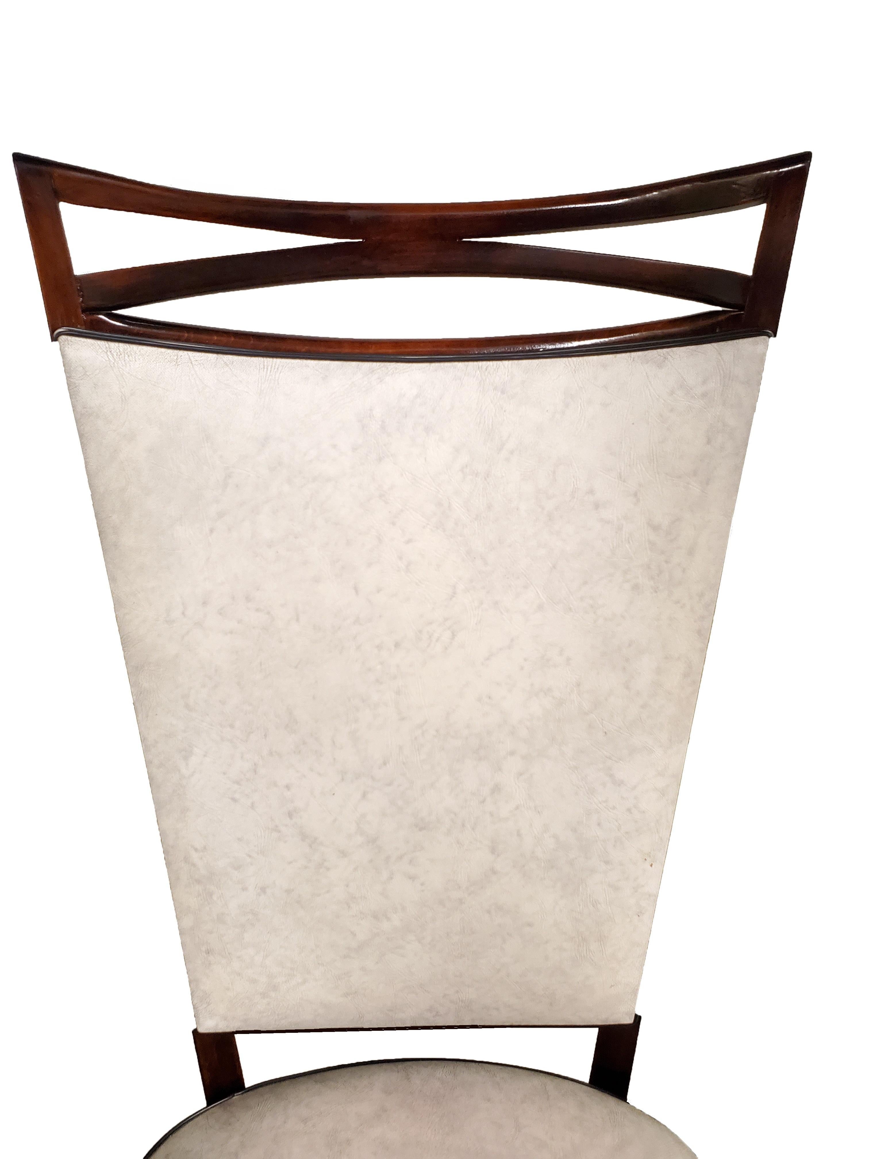 Paire de chaises de salle à manger/d'appoint françaises modernes du milieu du siècle dernier en tissu d'ameublement en vente 3
