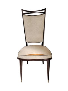Pair of French Mid-Century Modern Dining / Side Chairs as Is Upholstery