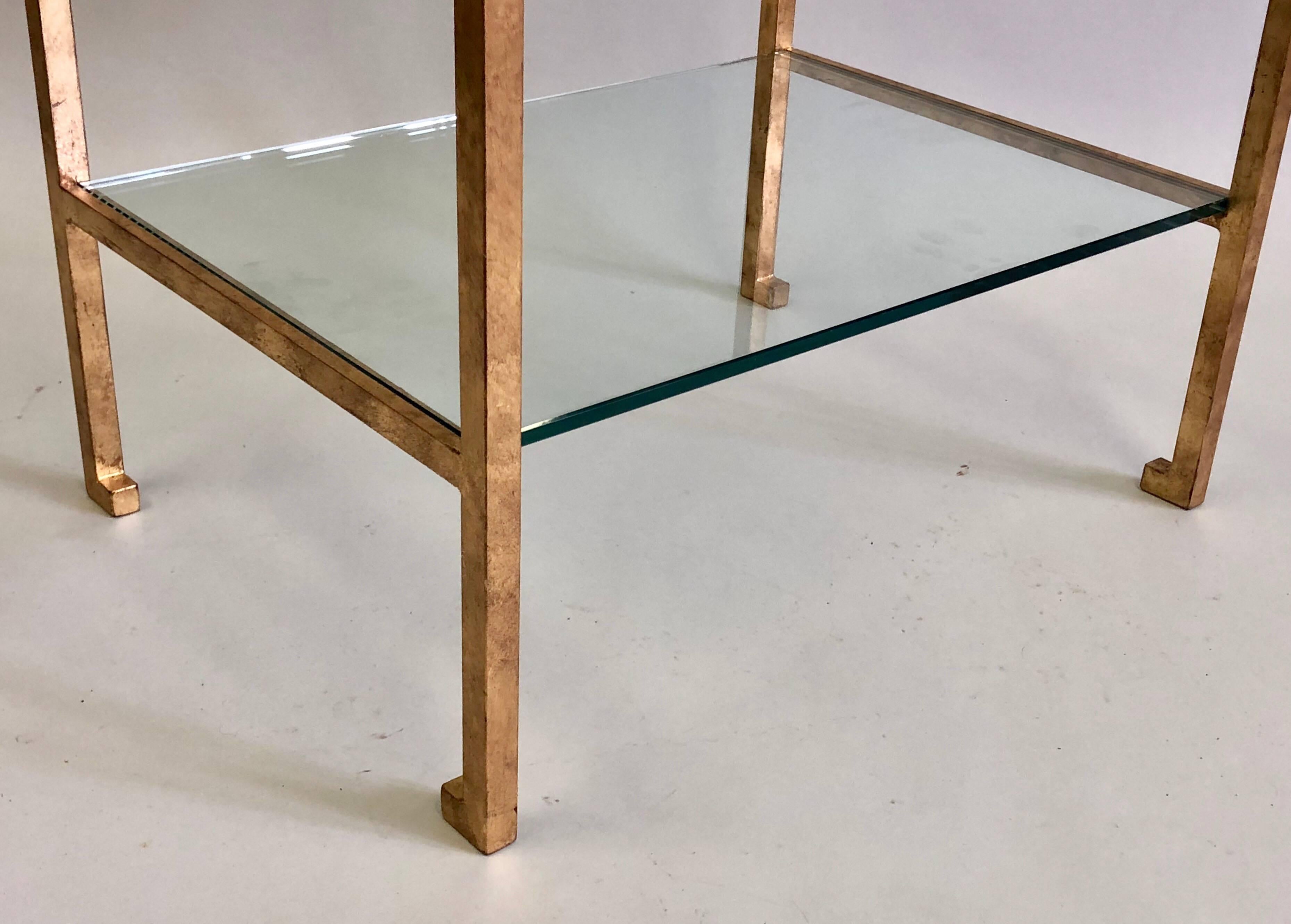 Pair of French Mid-Century Modern Gilt Iron Side / End Tables by Maison Ramsay For Sale 3