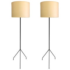 Pair of French Mid-Century Modern Iron Floor Lamps Attributed to Pierre Guariche