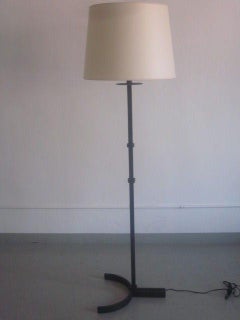 Rare Pair of French Mid-Century Modern Iron Floor Lamps in Style of Disderot