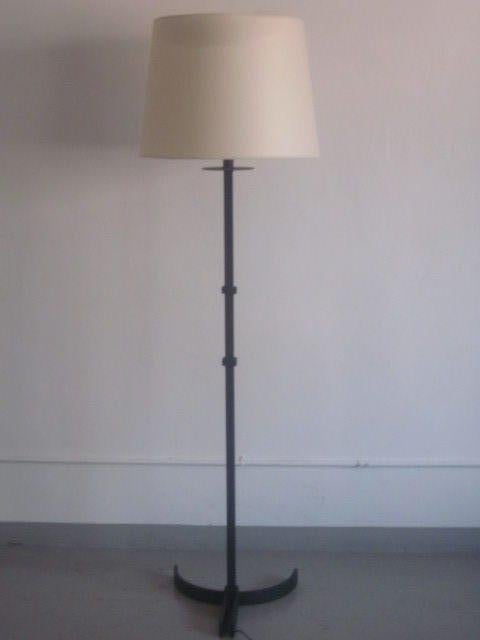 Mid-20th Century Rare Pair of French Mid-Century Modern Iron Floor Lamps in Style of Disderot For Sale