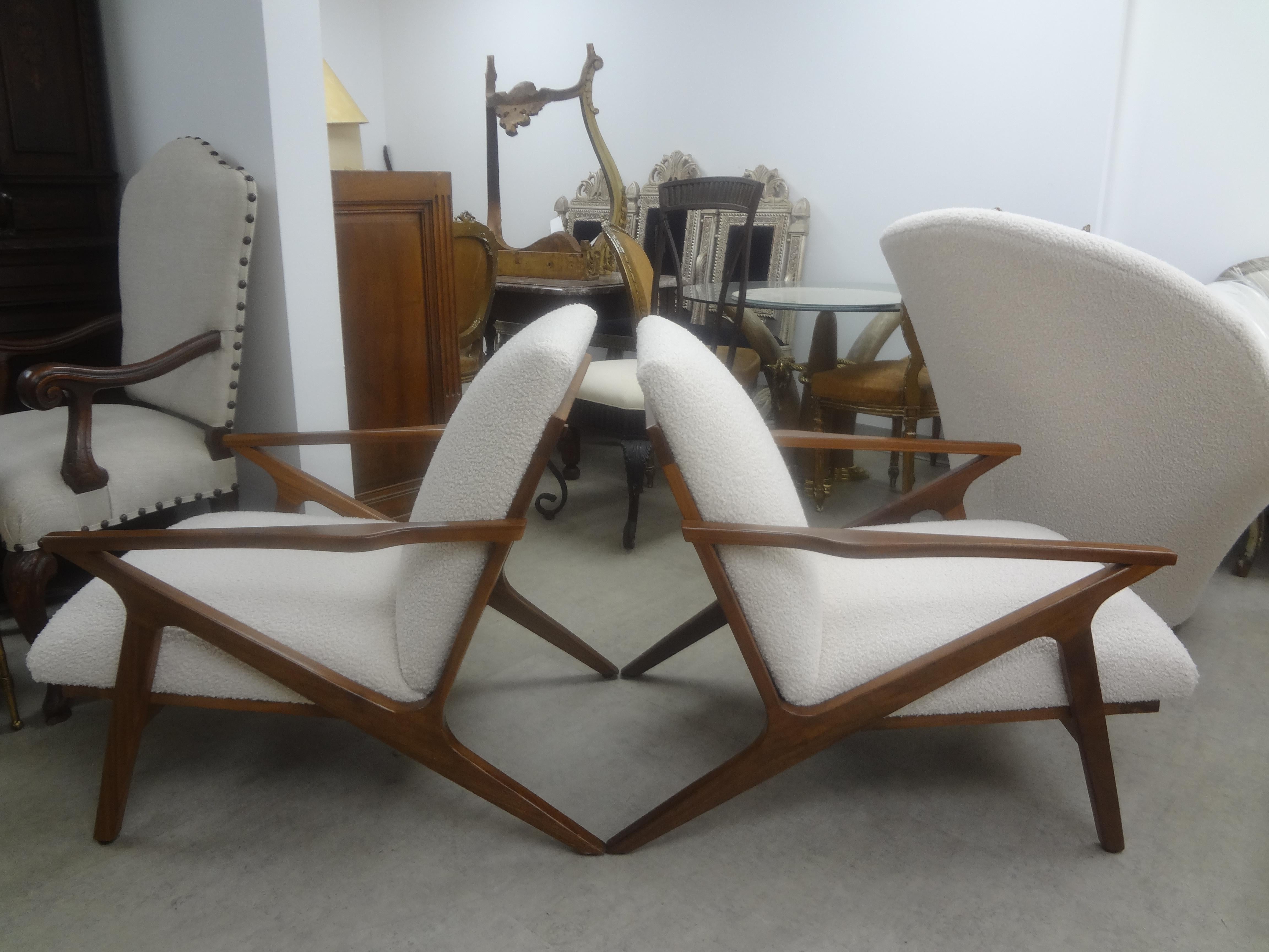 Pair of French Mid-Century Modern Jeanneret Style Lounge Chairs For Sale 8