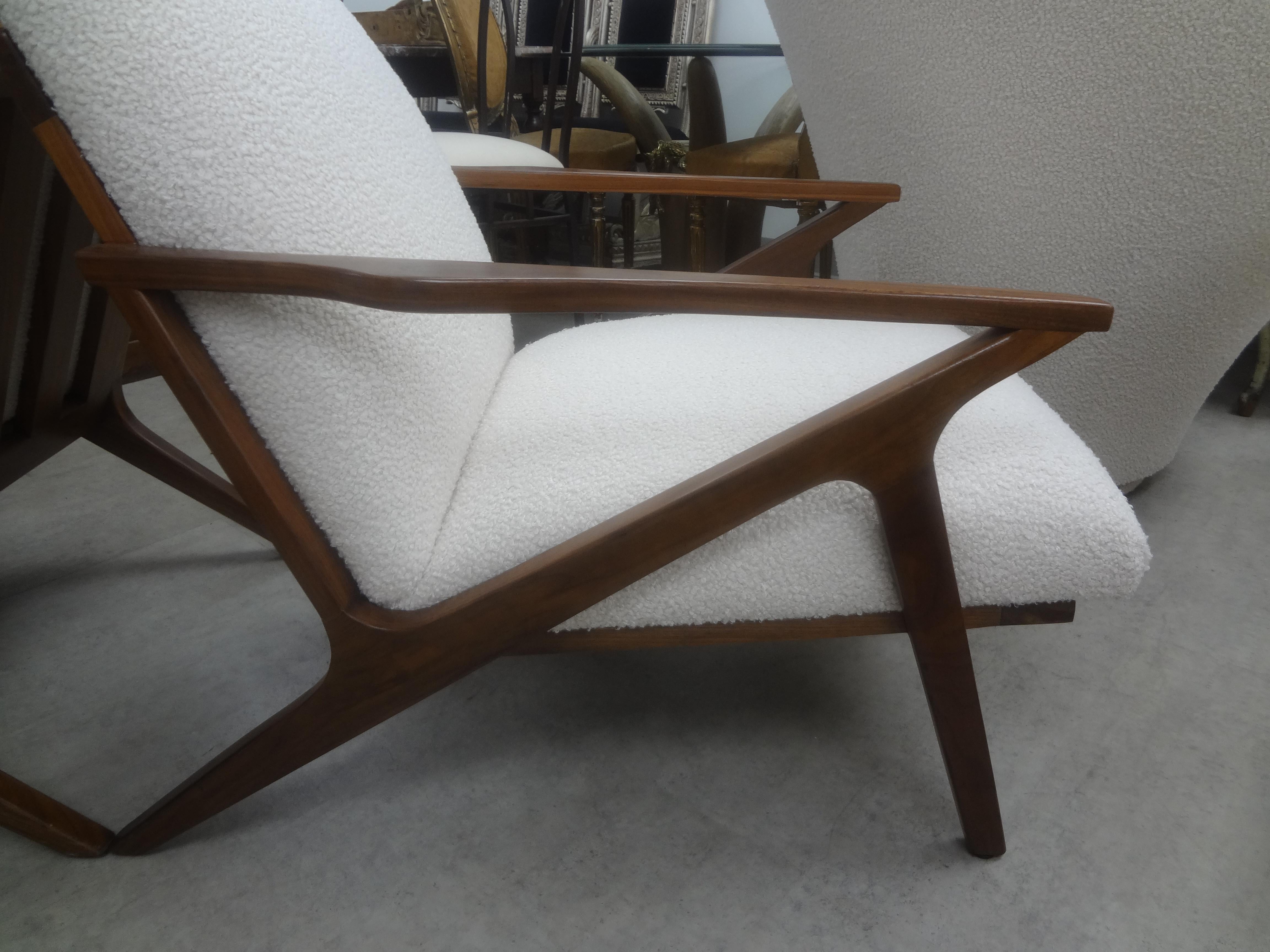 Mid-20th Century Pair of French Mid-Century Modern Jeanneret Style Lounge Chairs For Sale