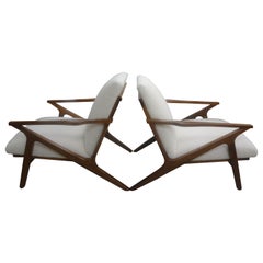 Pair of French Mid-Century Modern Jeanneret Style Lounge Chairs