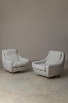 Pair of French Mid-Century Modern Lounge Chairs in the Style of Airborne, Newly