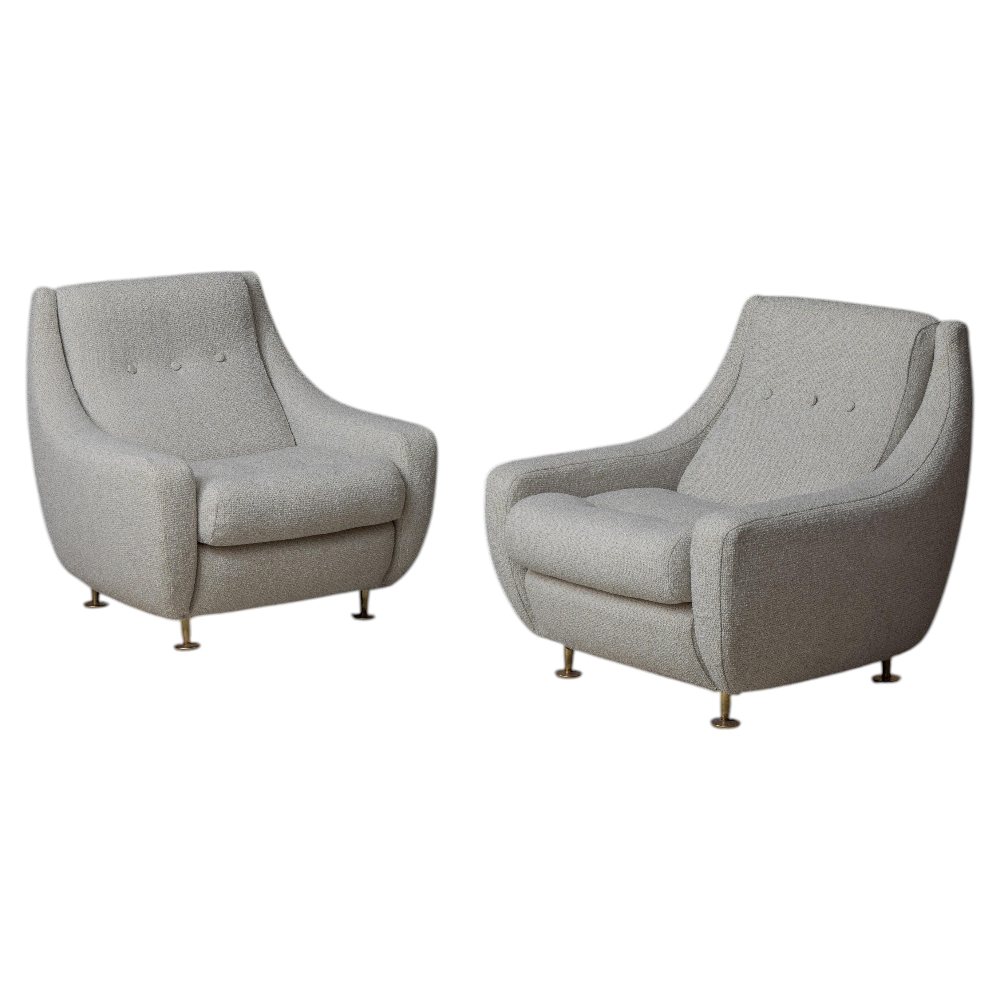Pair of French Mid-Century Modern Lounge Chairs in the Style of Airborne, Newly