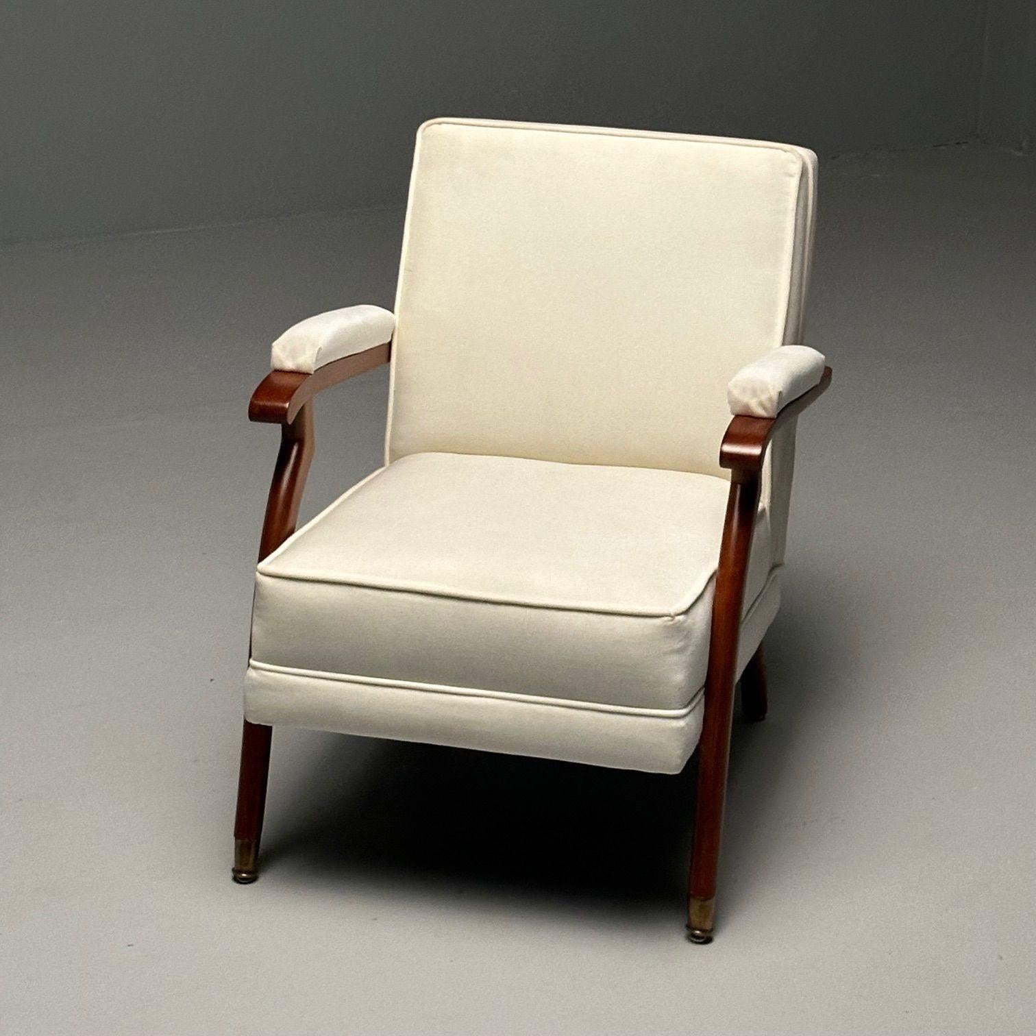 Maison Leleu Style, French Modern, Lounge Chairs, White Mohair, Light Wood, 2023 For Sale 6