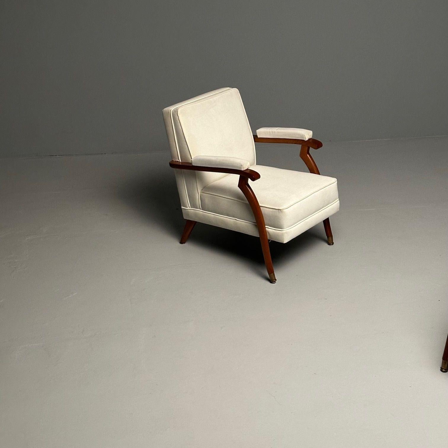 Französische Moderne im Maison Leleu-Stil, Loungesessel, weißes Mohair, helles Holz, 2023 im Angebot 9