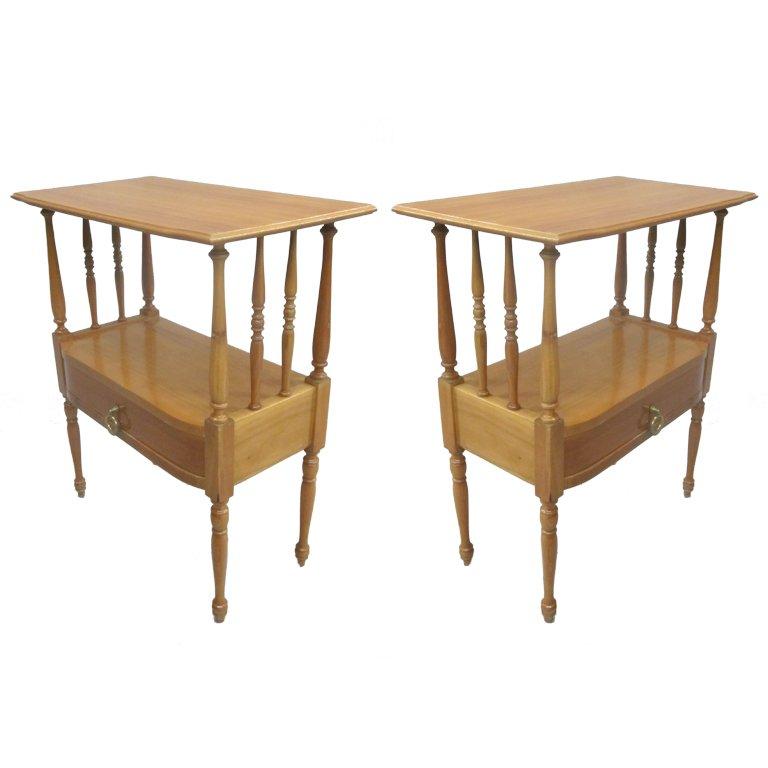Pair of French Mid-Century Modern Nightstands / End Tables in Andre Arbus Style