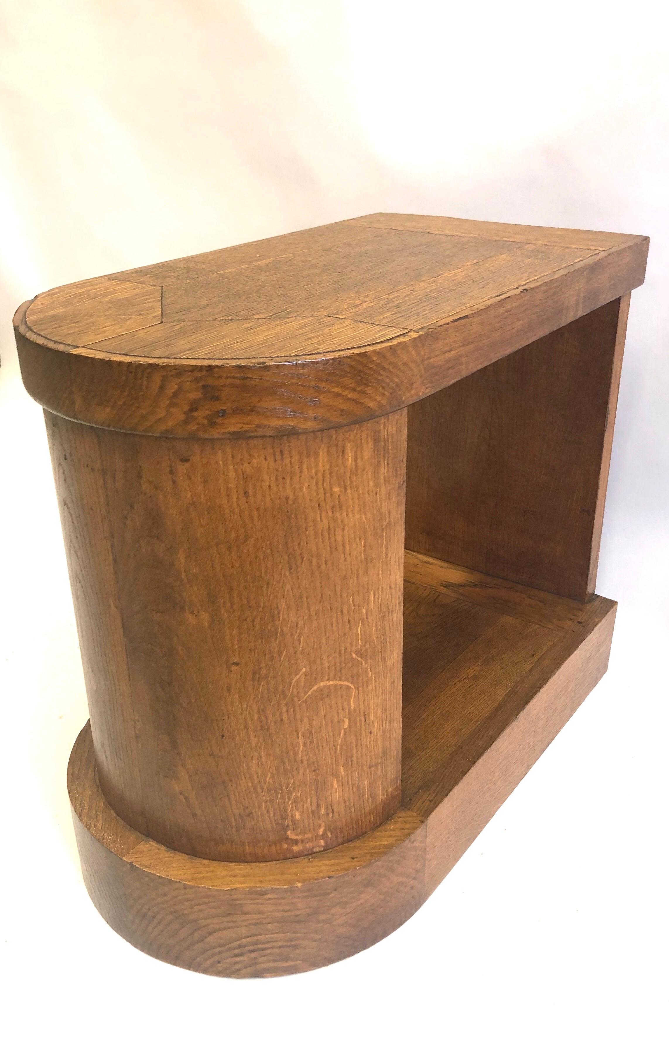 Pair of French Mid-Century Modern Oak End Tables or Nightstands, Pierre Legrain 4