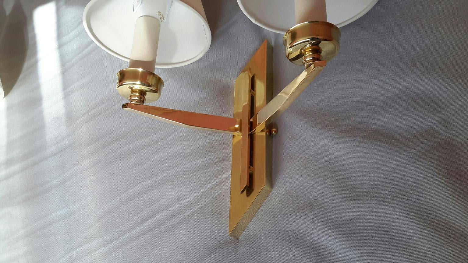 Cotton Pair of French Mid-Century Modern Sconces by Maison Lunel, 1950 For Sale