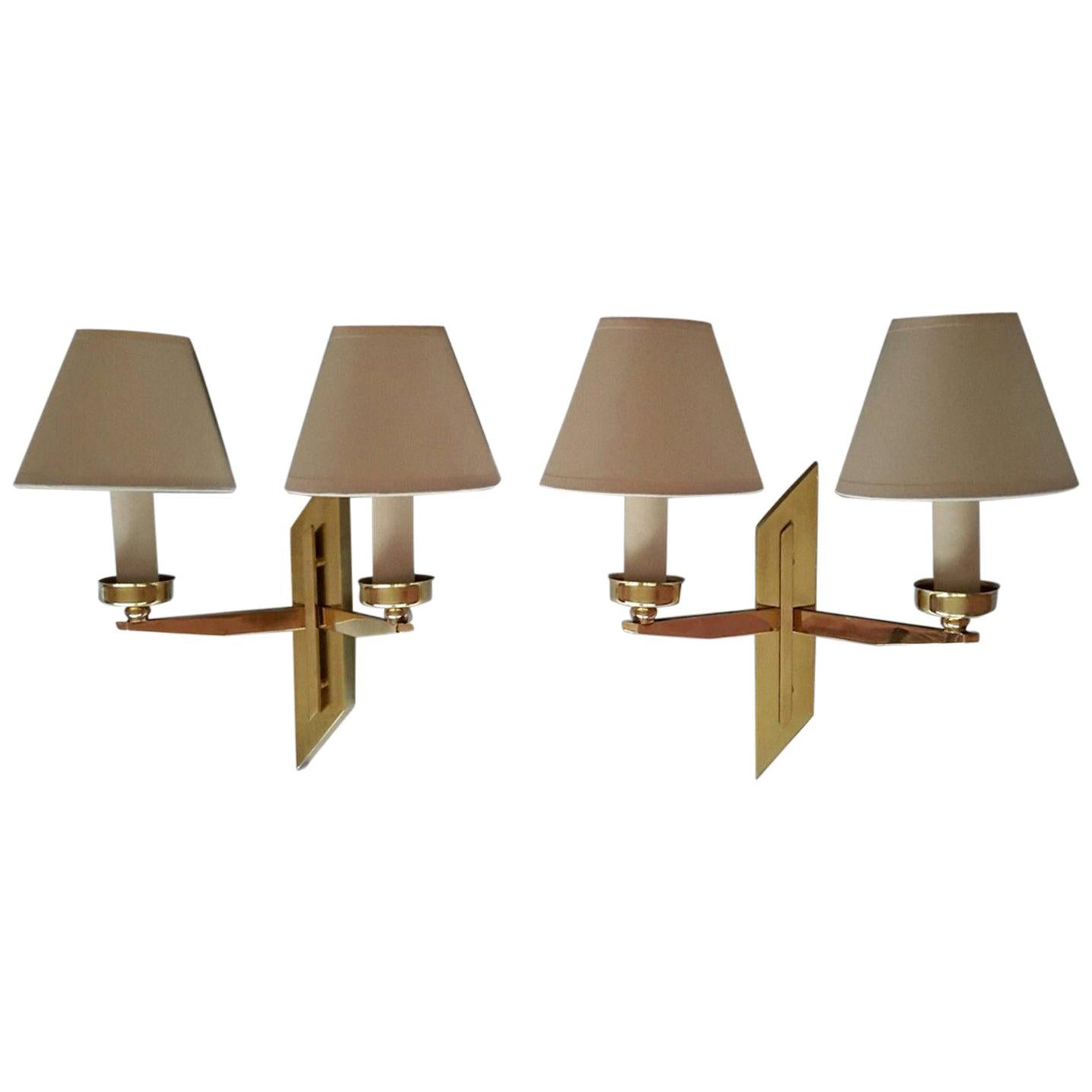 Pair of French Mid-Century Modern Sconces by Maison Lunel, 1950 For Sale