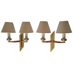 Pair of French Mid-Century Modern Sconces by Maison Lunel, 1950