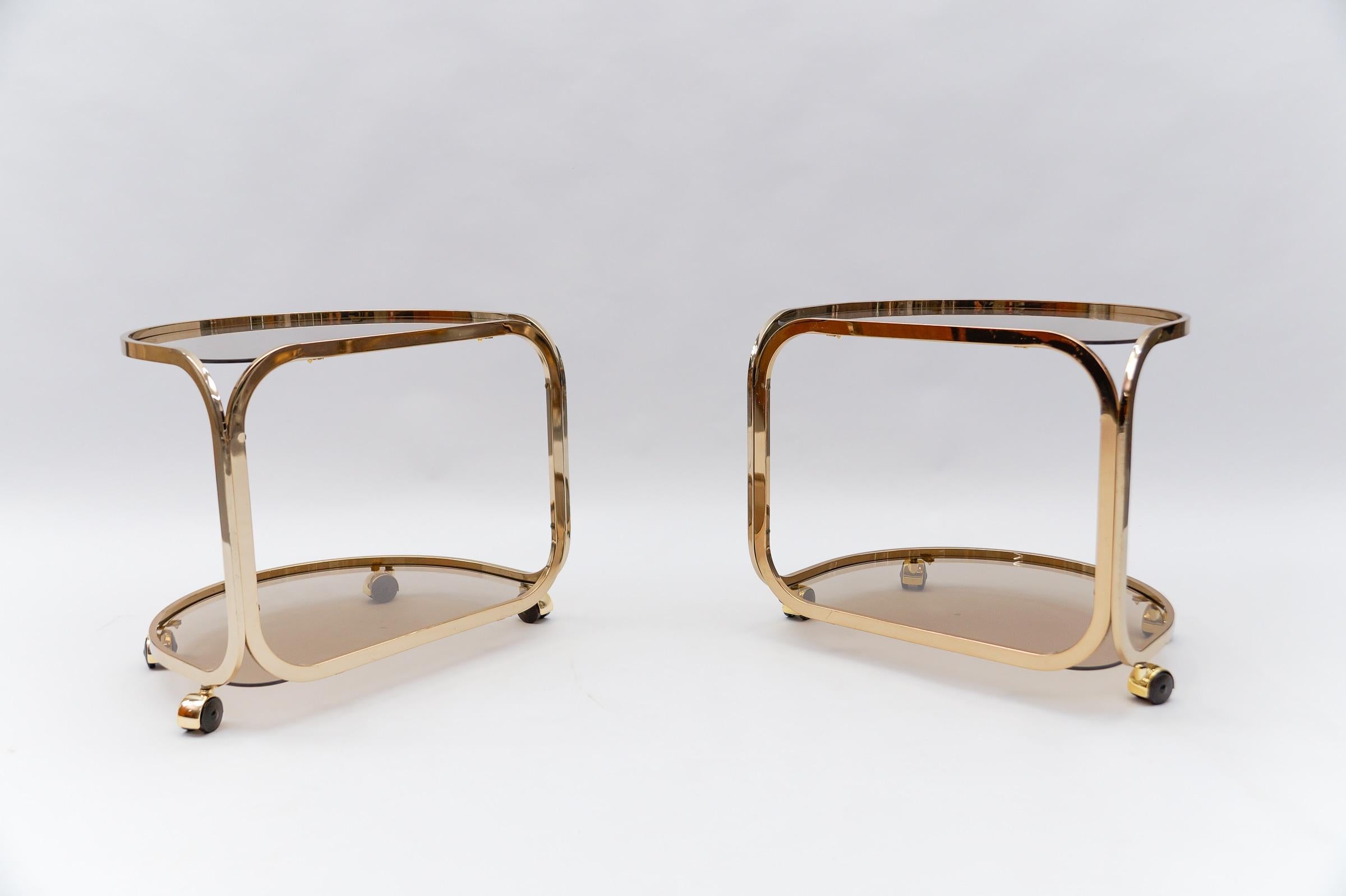 Brass Pair of French Mid-Century Modern Side Tables, 1960s For Sale