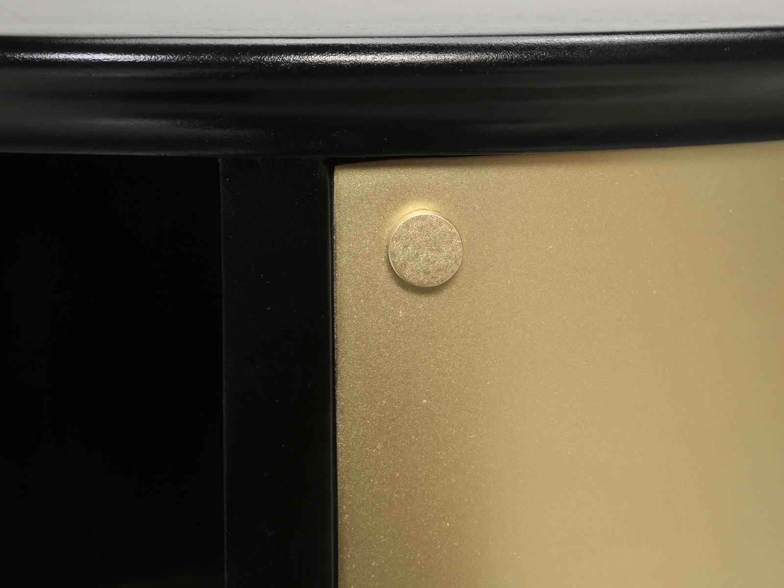 Pair of French Mid-Century Modern Side Tables, Black with Cold Plated Bronze 5
