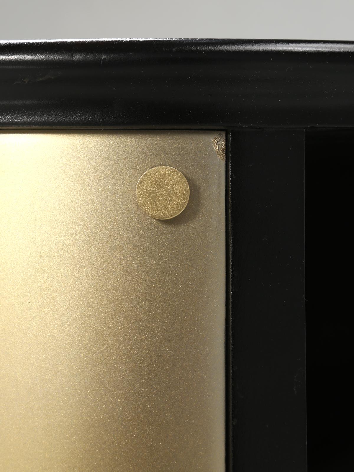 Pair of French Mid-Century Modern Side Tables, Black with Cold Plated Bronze 7