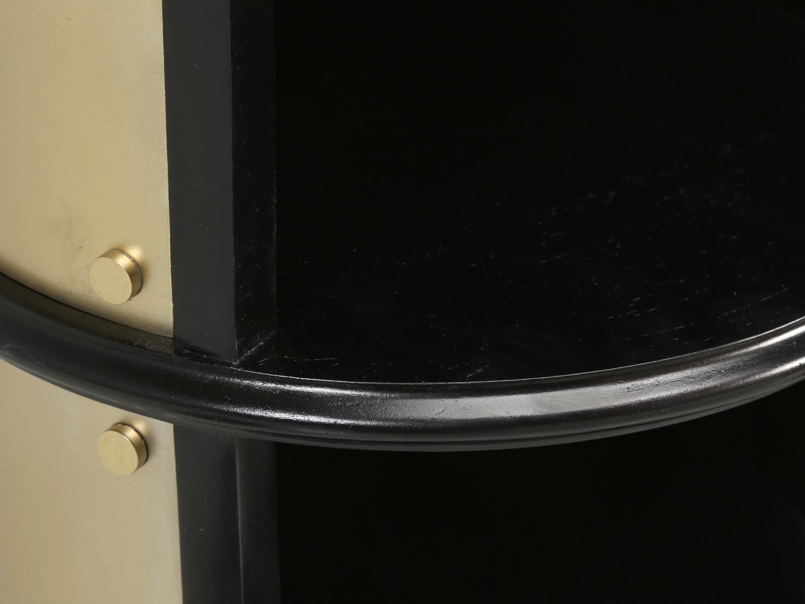Pair of French Mid-Century Modern Side Tables, Black with Cold Plated Bronze 8