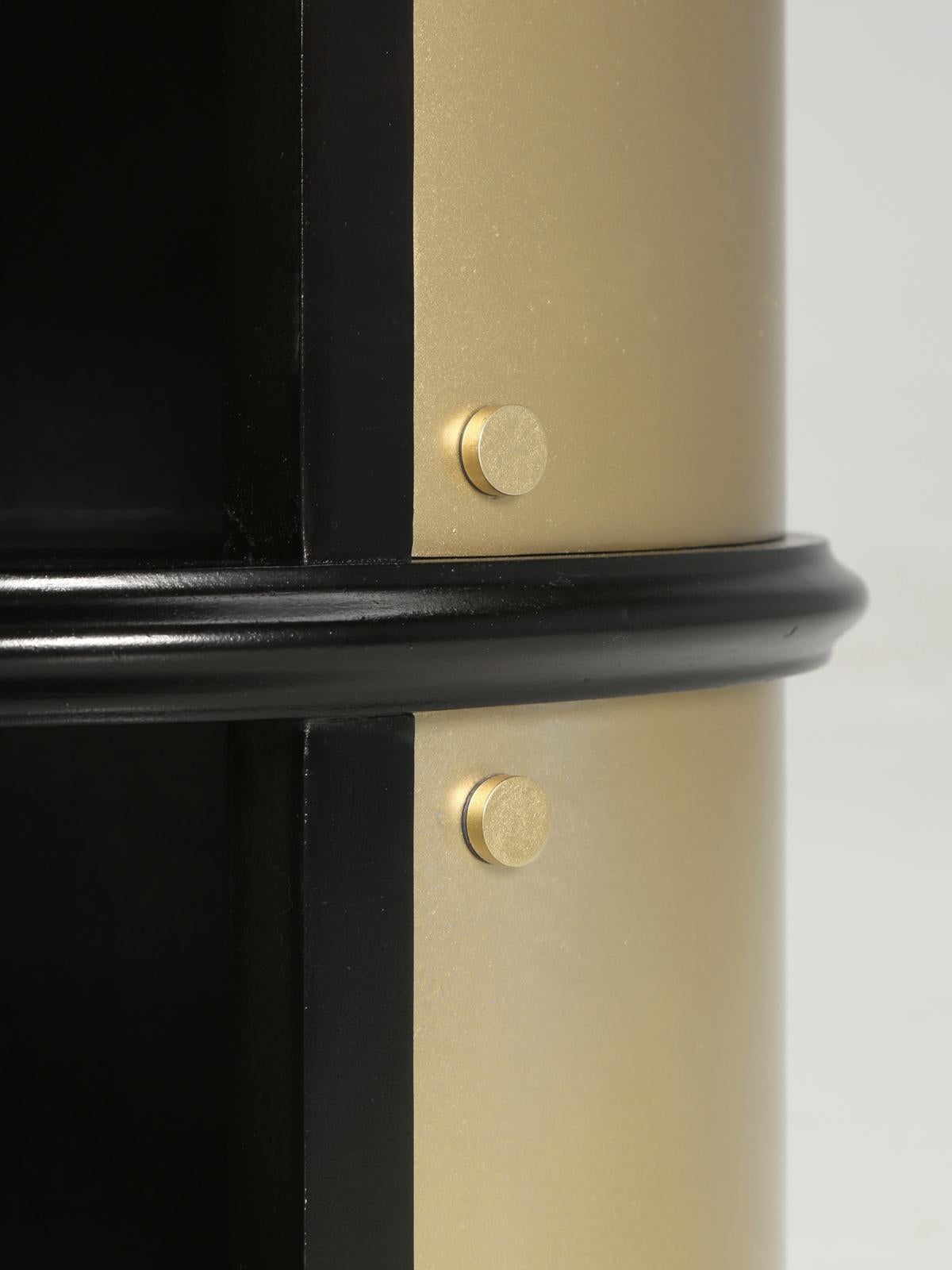 Pair of French Mid-Century Modern Side Tables, Black with Cold Plated Bronze 9