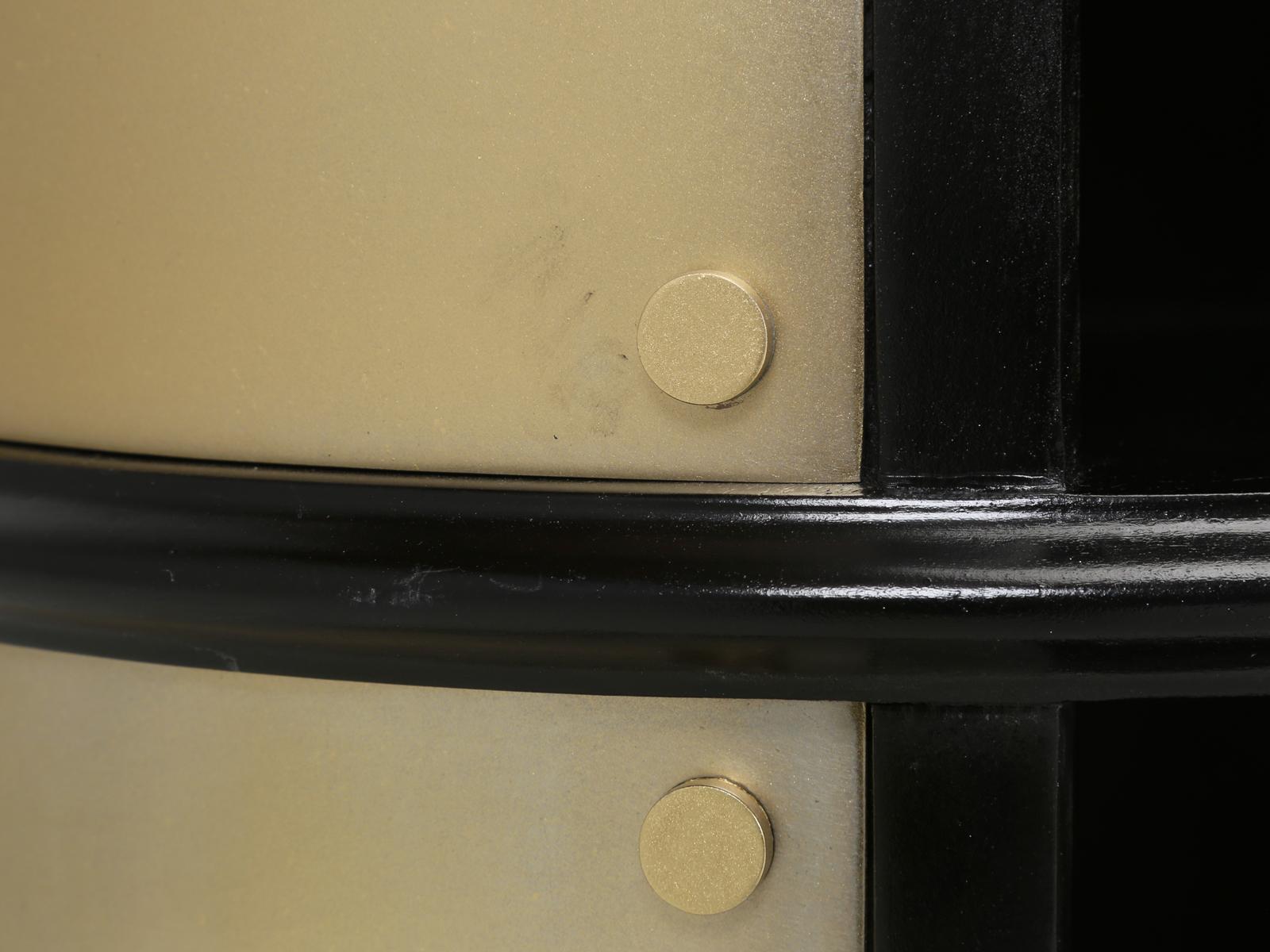 Pair of French Mid-Century Modern Side Tables, Black with Cold Plated Bronze 10