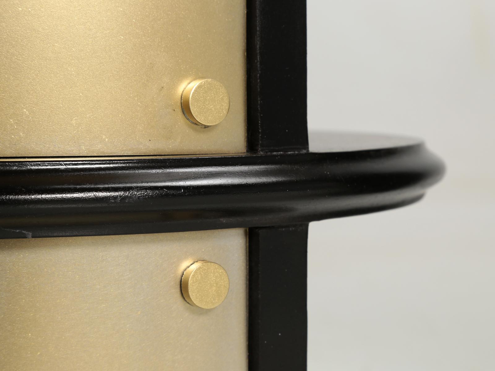 Pair of French Mid-Century Modern Side Tables, Black with Cold Plated Bronze 11