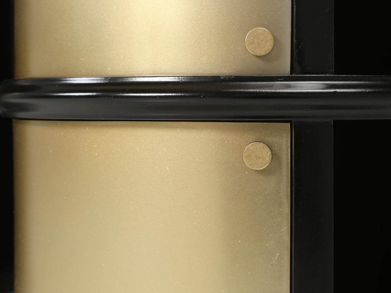 Pair of French Mid-Century Modern Side Tables, Black with Cold Plated Bronze 12