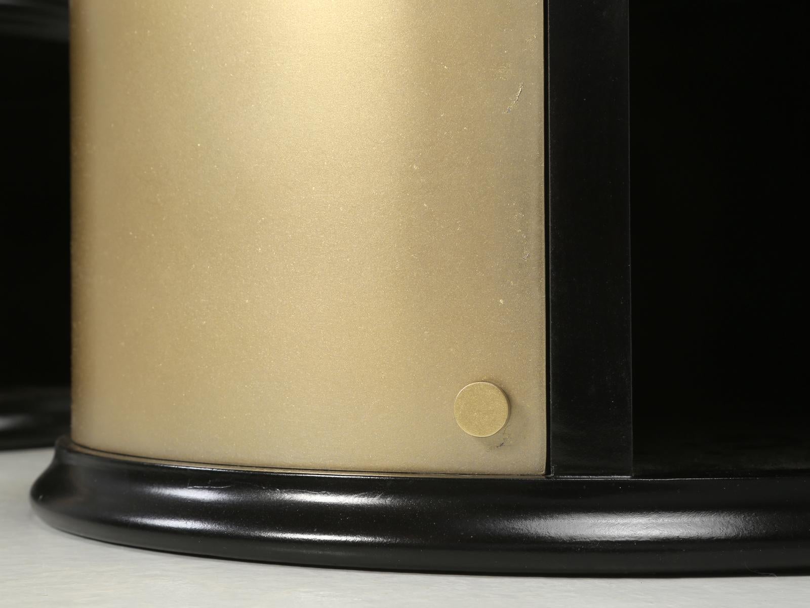 Pair of French Mid-Century Modern Side Tables, Black with Cold Plated Bronze 14