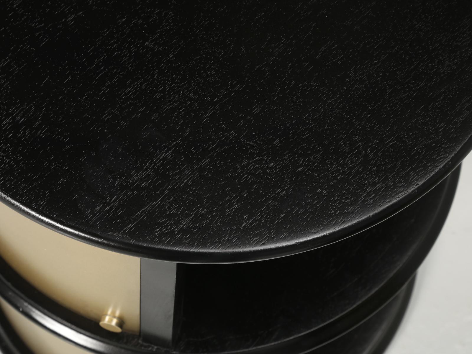 Pair of French Mid-Century Modern Side Tables, Black with Cold Plated Bronze 2