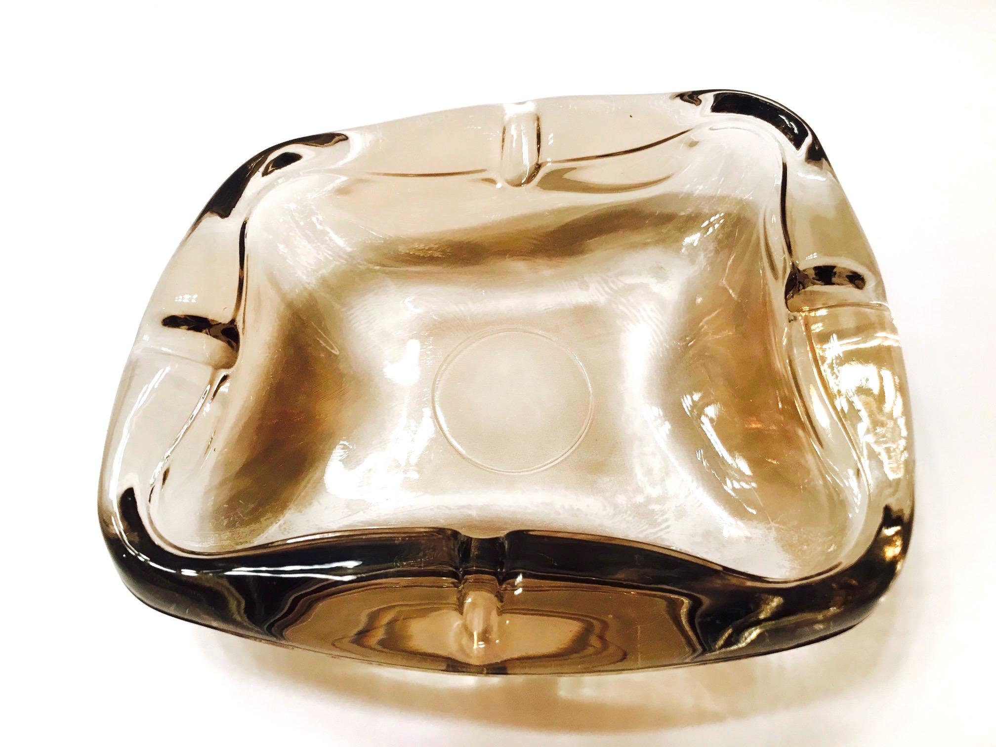 Pair of French Mid-Century Modern Smoked Glass Ashtrays, 1960s 2