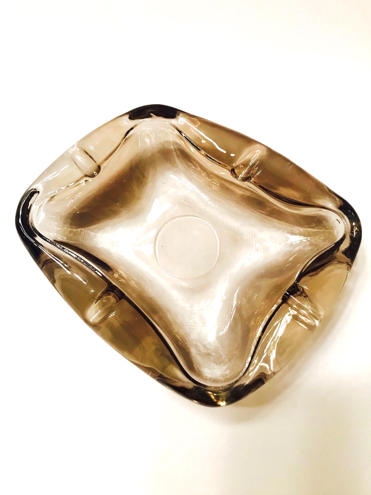 Pair of French Mid-Century Modern Smoked Glass Ashtrays, 1960s 3