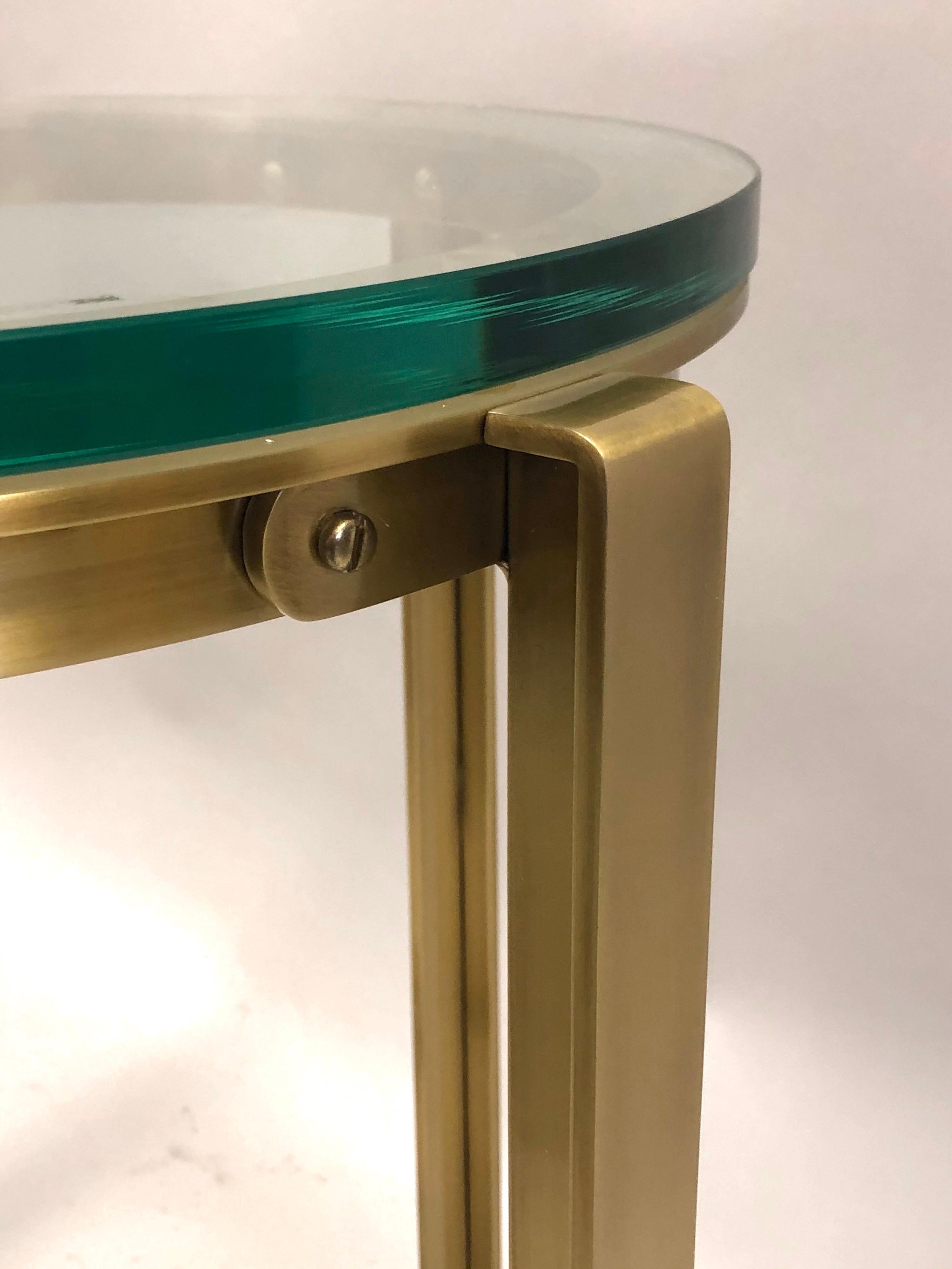 Pair of French Mid-Century Modern Style Round Brass Side Tables, Jacques Quinet 5