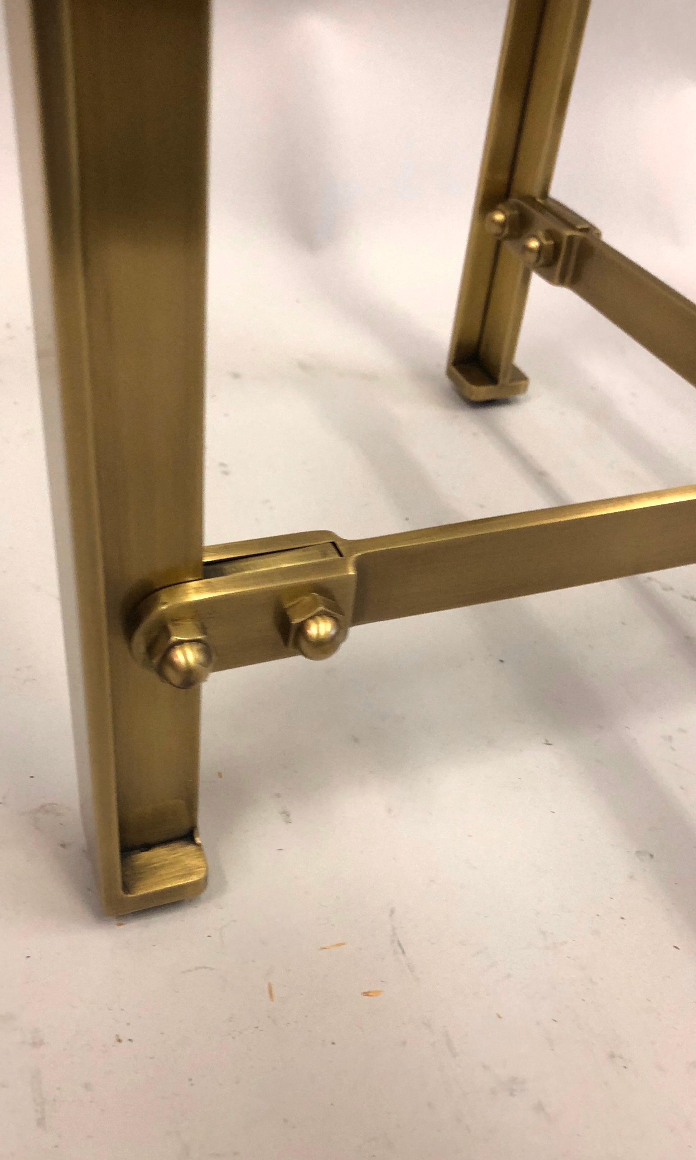 Pair of French Mid-Century Modern Style Round Brass Side Tables, Jacques Quinet 7